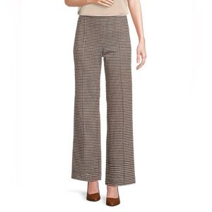 J. McLaughlin Calder Plaid Wide Leg Pants Size 12 Italian Fabric Wool Blend NWT